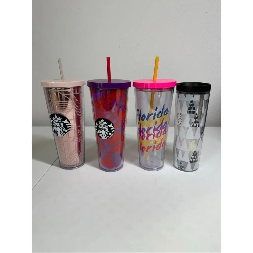Set of 4 Starbucks Venti Cold Cup Tumbler-3/Travel Tumbler Coffee Mug -1*See Not